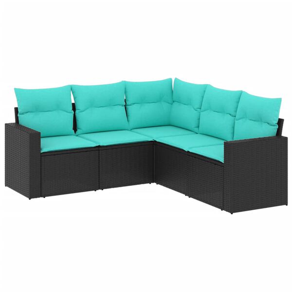 vidaXL sofas&aelig;t til haven 5 dele med hynder polyrattan sort