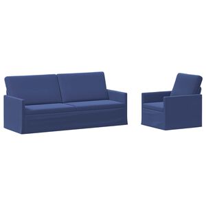 vidaXL Sofa S&aelig;t 2 pcs Politi bl&aring; Velour (V)