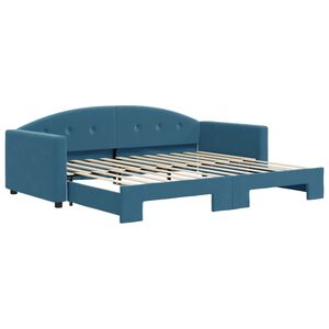 vidaXL daybed med udtr&aelig;k 90x200 cm velour bl&aring;