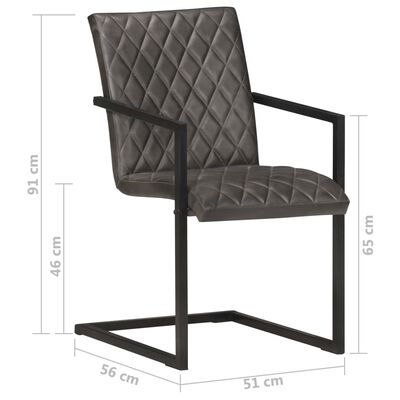 vidaXL spisebordsstole med cantilever 4 stk. ægte læder grå