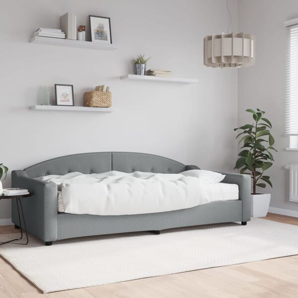 vidaXL daybed med madras 100x200 cm stof lysegr&aring;