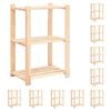vidaXL reoler 10 stk. 3 hylder 60x38x90 cm massivt fyrretr&aelig; 150 kg