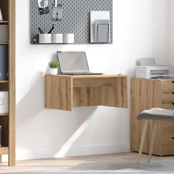 vidaXL V&aelig;gh&aelig;ngt skrivebord V&aelig;gmonteret Artisan Egetr&aelig; 60 x 45 x 30 cm