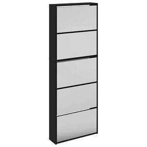 vidaXL skoskab med spejl og 5 hylder 63x17x169,5 cm sort