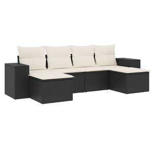 vidaXL sofas&aelig;t til haven 6 dele med hynder polyrattan sort