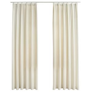 vidaXL m&oslash;rkl&aelig;gningsgardiner kroge 2 stk. 140x225 cm fl&oslash;jl cremefarvet