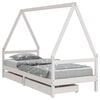vidaXL sengeramme til juniorseng m. skuffer 80x200 cm massivt fyr hvid