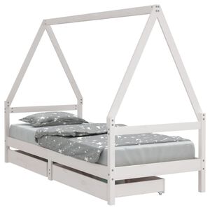 vidaXL sengeramme til juniorseng m. skuffer 80x200 cm massivt fyr hvid