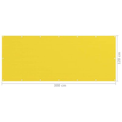 vidaXL altanafskærmning 120x300 cm HDPE gul