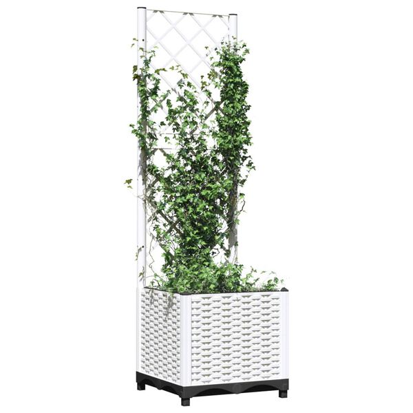 vidaXL plantekasse med espalier 40x40x136 cm PP hvid