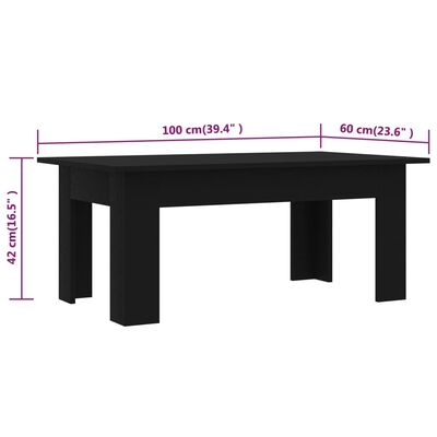 vidaXL sofabord 100x60x42 cm konstrueret træ sort