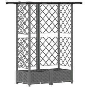 vidaXL H&aelig;vet Bed med Trellis og Tag Lysegr&aring; 124 x 40 x 121 cm PP