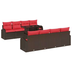 vidaXL Havesofa S&aelig;t 9 stk. Brun polyrattan