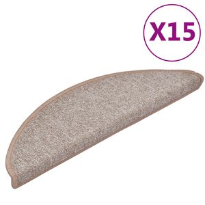 vidaXL trappem&aring;tter 15 stk. 56x17x3 cm lysebrune halvrunde