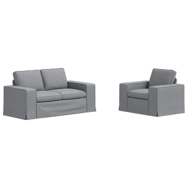 vidaXL Sofa S&aelig;t 2 pcs Lysegr&aring; 182 x 80 x 82 cm Stof