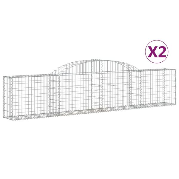 vidaXL buede gabionkurve 2 stk. 300x30x60/80 cm galvaniseret jern