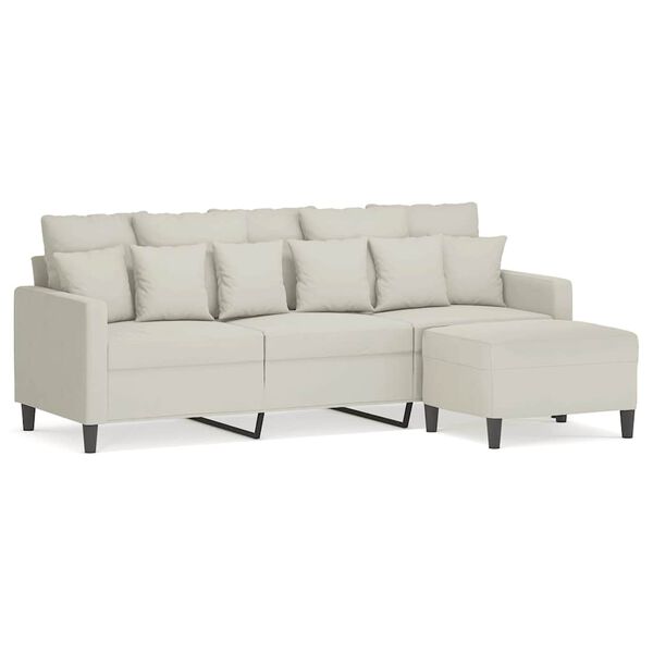 vidaXL 3-personers sofa med fodskammel 180 cm velour cremefarvet