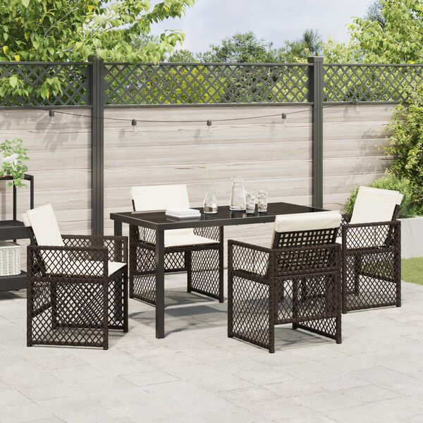 vidaXL Have Spisebordss&aelig;t 5 pcs Brun polyrattan
