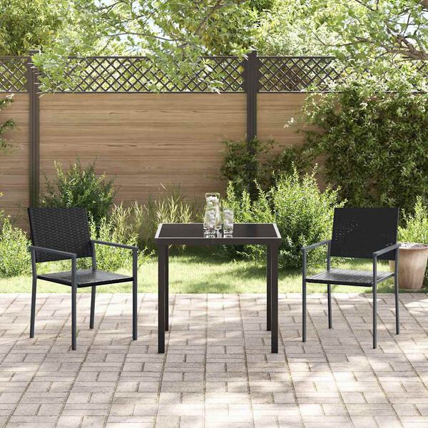 vidaXL Have Spisebordss&aelig;t 3 pcs Sort PE Rattan