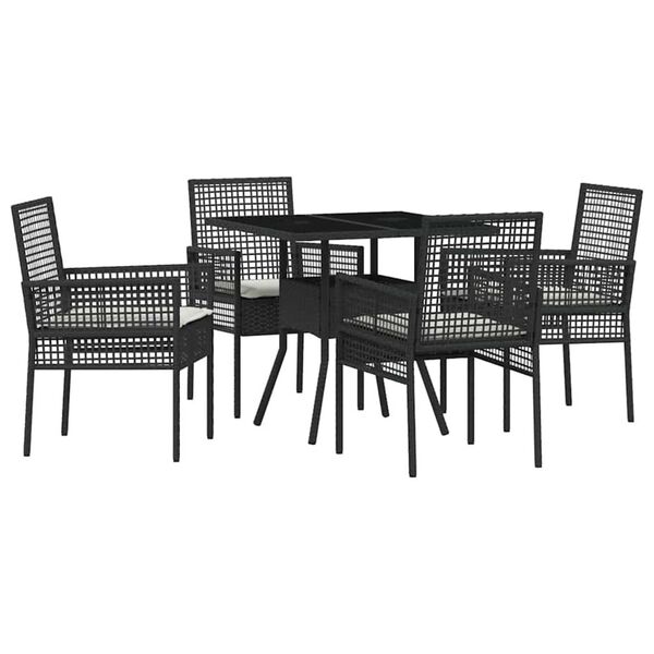 vidaXL Have Spisebordssæt 5 pcs Sort polyrattan