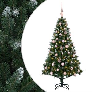 vidaXL Kunstig juletr&aelig; med kugler 120 cm 150 LED'er Varm hvid