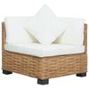 vidaXL hj&oslash;rnesofa med hynder naturlig rattan