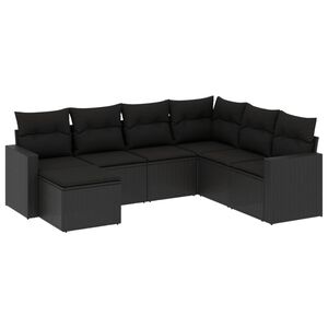 vidaXL sofas&aelig;t til haven 7 dele med hynder polyrattan sort