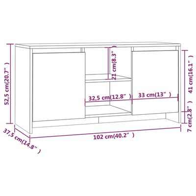 vidaXL tv-bord 102x37,5x52,5 cm spånplade hvid højglans
