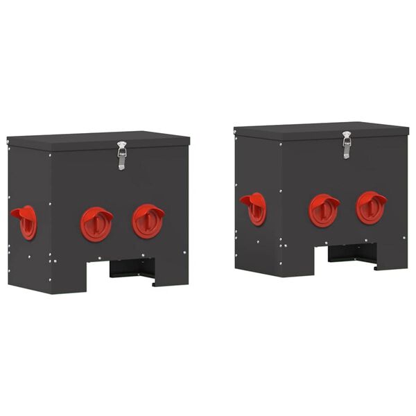 vidaXL H&oslash;nsefoder 2 pcs Sort 40,5 x 25 x 38 cm Koldvalset St&aring;l