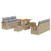 vidaXL Havesofa S&aelig;t 11 stk. 8-Antal s&aelig;der Beige og lys gr&aring; polyrattan