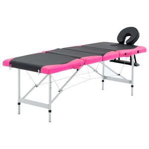vidaXL sammenfoldeligt massagebord aluminiumsstel 4 zoner sort lyser&oslash;d