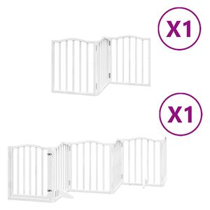 vidaXL hundel&aring;ge med d&oslash;r 9 paneler 450 cm foldbar poppeltr&aelig; hvid