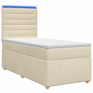 vidaXL Boxmadras med topmadras Cremefarvet 80 x 200 cm Stof