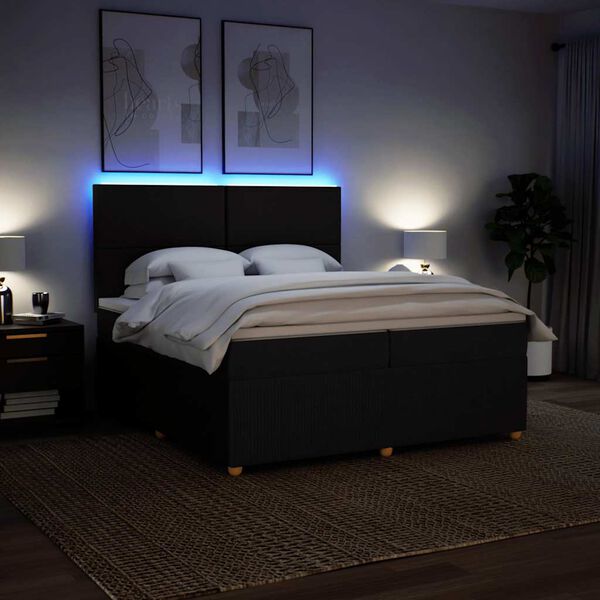 vidaXL kontinentalseng med madras 200x200 cm stof sort