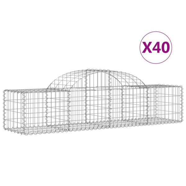 vidaXL buede gabionkurve 40 stk. 200x50x40/60 cm galvaniseret jern
