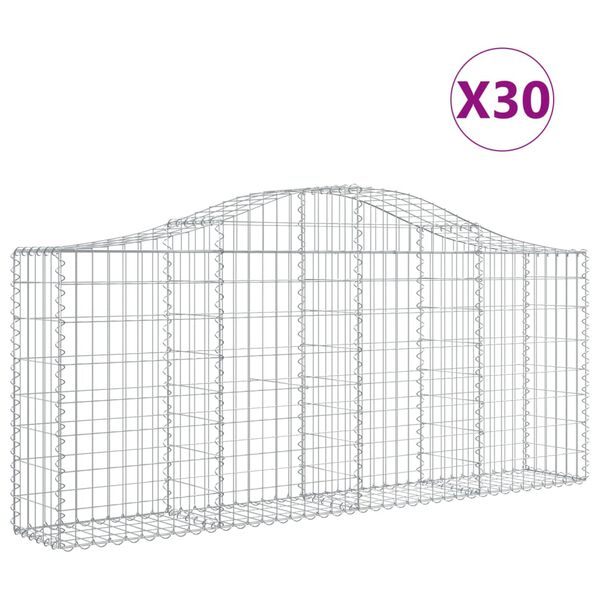 vidaXL buede gabionkurve 30 stk. 200x30x80/100 cm galvaniseret jern