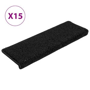 vidaXL trappem&aring;tter 15 stk. 65x21x4 cm sorte rektangul&aelig;re kanter