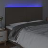 vidaXL sengegavl med LED-lys 200x5x118/128 cm stof gr&aring;brun