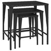 vidaXL indskudsborde 3 stk. polyrattan sort