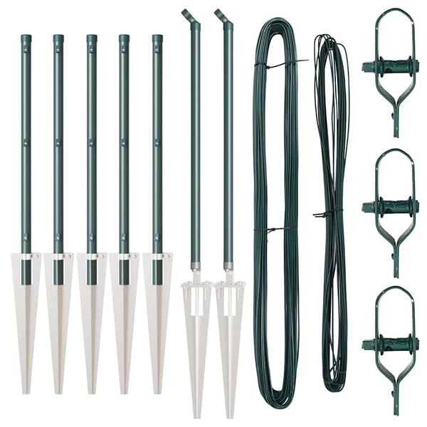 vidaXL Hegnssøjler 7 pcs Grøn Ø32mm 100 cm Galvaniseret stål