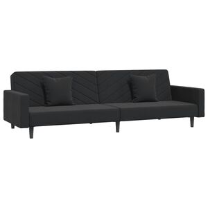 vidaXL 2-personers sovesofa med 2 puder fl&oslash;jl sort