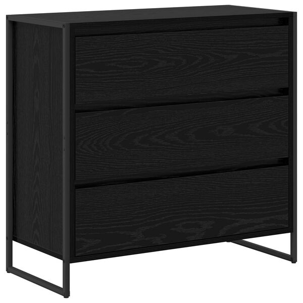 vidaXL Sideboard med skuffe Sort eg 79 x 36 x 75.5 cm Konstrueret tr&aelig;