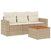vidaXL sofas&aelig;t til haven 4 dele med hynder polyrattan beige