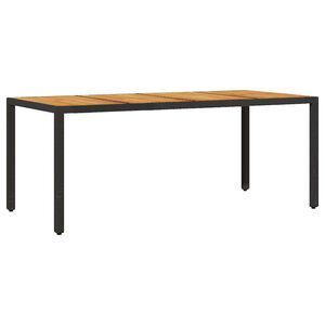 vidaXL havebord med akacietop 190x90x75 cm polyrattan sort