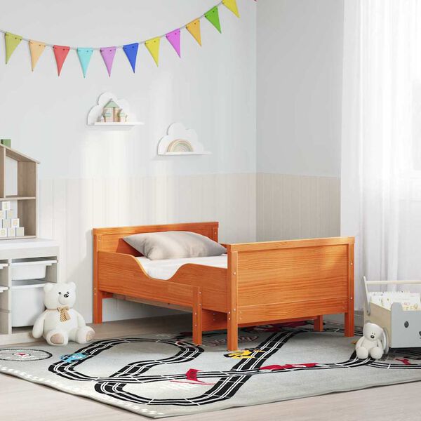 vidaXL Sengestel med madras Brun 80 x 200 cm Massiv fyrretr&aelig;