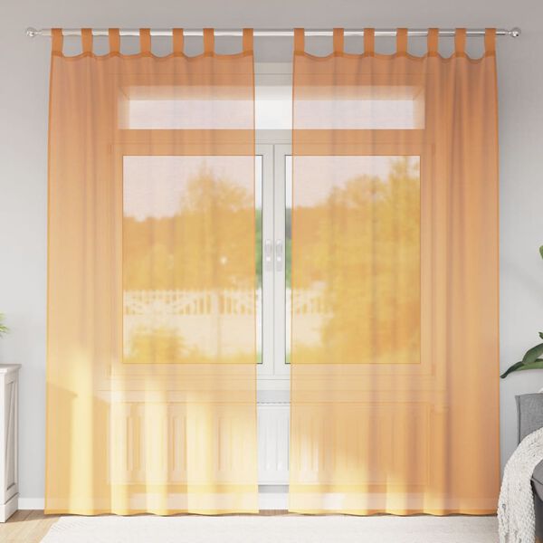 vidaXL voile-gardiner med l&oslash;kker 2 stk. 140x225 cm orange