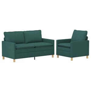 vidaXL Sofa S&aelig;t 2 stk. M&oslash;rkegr&oslash;n Stof