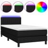 vidaXL kontinentalseng med LED-lys 90x190 cm stof sort