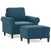 vidaXL sofastol med fodskammel 60 cm velour bl&aring;