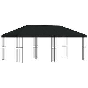 vidaXL Pavillon med sidetapper 6 x 3 m Sort Polyester og St&aring;l 190